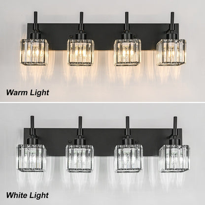 Ora Lustre de salle de bain moderne à cristaux, à intensité variable, pour miroir, éclairage de vanité glamour