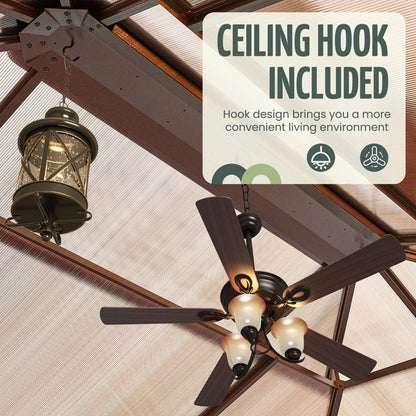Gazebo à toit rigide pour jardin – Pergola permanente avec moustiquaire, rideaux et double toit, abri extérieur toutes saisons