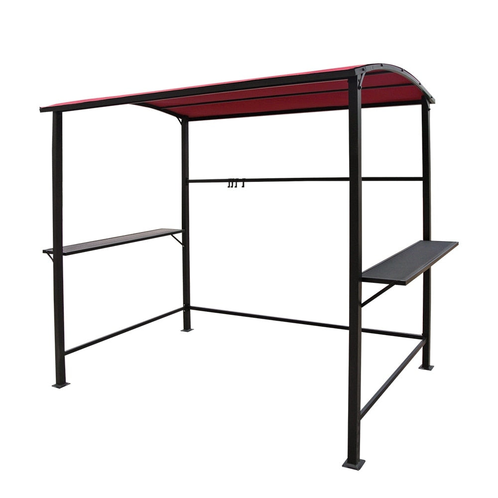 Abri de barbecue avec auvent, cadre en acier, 1,5 m x 2,4 m (5 pi x 8 pi) pour extérieur