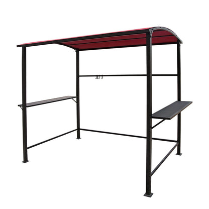 Abri de barbecue avec auvent, cadre en acier, 1,5 m x 2,4 m (5 pi x 8 pi) pour extérieur
