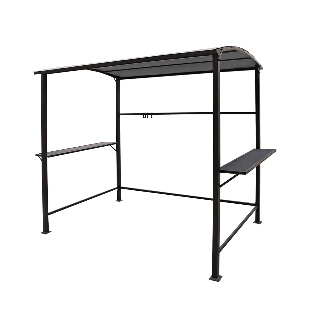 Abri de barbecue avec auvent, cadre en acier, 1,5 m x 2,4 m (5 pi x 8 pi) pour extérieur