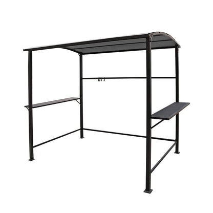 Abri de barbecue avec auvent, cadre en acier, 1,5 m x 2,4 m (5 pi x 8 pi) pour extérieur