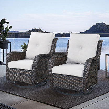 Gymojoy Chaise longue à bascule en osier pour extérieur avec base pivotante (lot de 2)