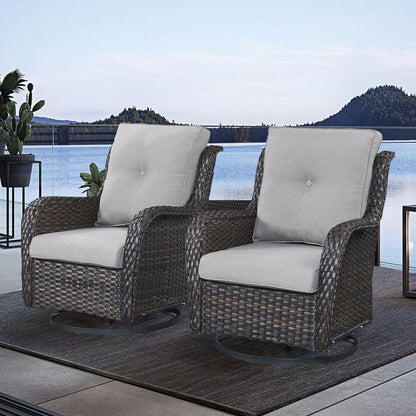 Gymojoy Chaise longue à bascule en osier pour extérieur avec base pivotante (lot de 2)