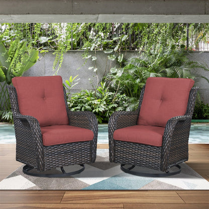 Gymojoy Chaise longue à bascule en osier pour extérieur avec base pivotante (lot de 2)