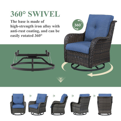 Gymojoy Chaise longue à bascule en osier pour extérieur avec base pivotante (lot de 2)