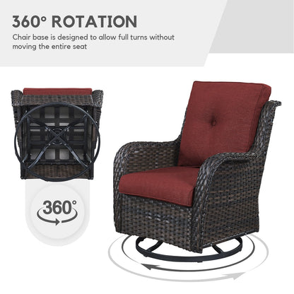 Gymojoy Chaise longue à bascule en osier pour extérieur avec base pivotante (lot de 2)