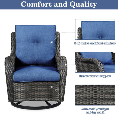 Gymojoy Chaise longue à bascule en osier pour extérieur avec base pivotante (lot de 2)