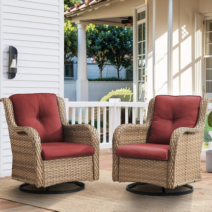 Gymojoy Chaise longue à bascule en osier pour extérieur avec base pivotante (lot de 2)