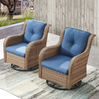 Gymojoy Chaise longue à bascule en osier pour extérieur avec base pivotante (lot de 2)