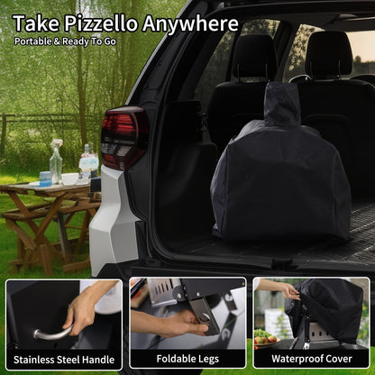 Four à pizza extérieur au bois, appareil à pizza 2 couches, grill à pizza extérieur pour fêtes de jardin - 30 cm (12 pouces)