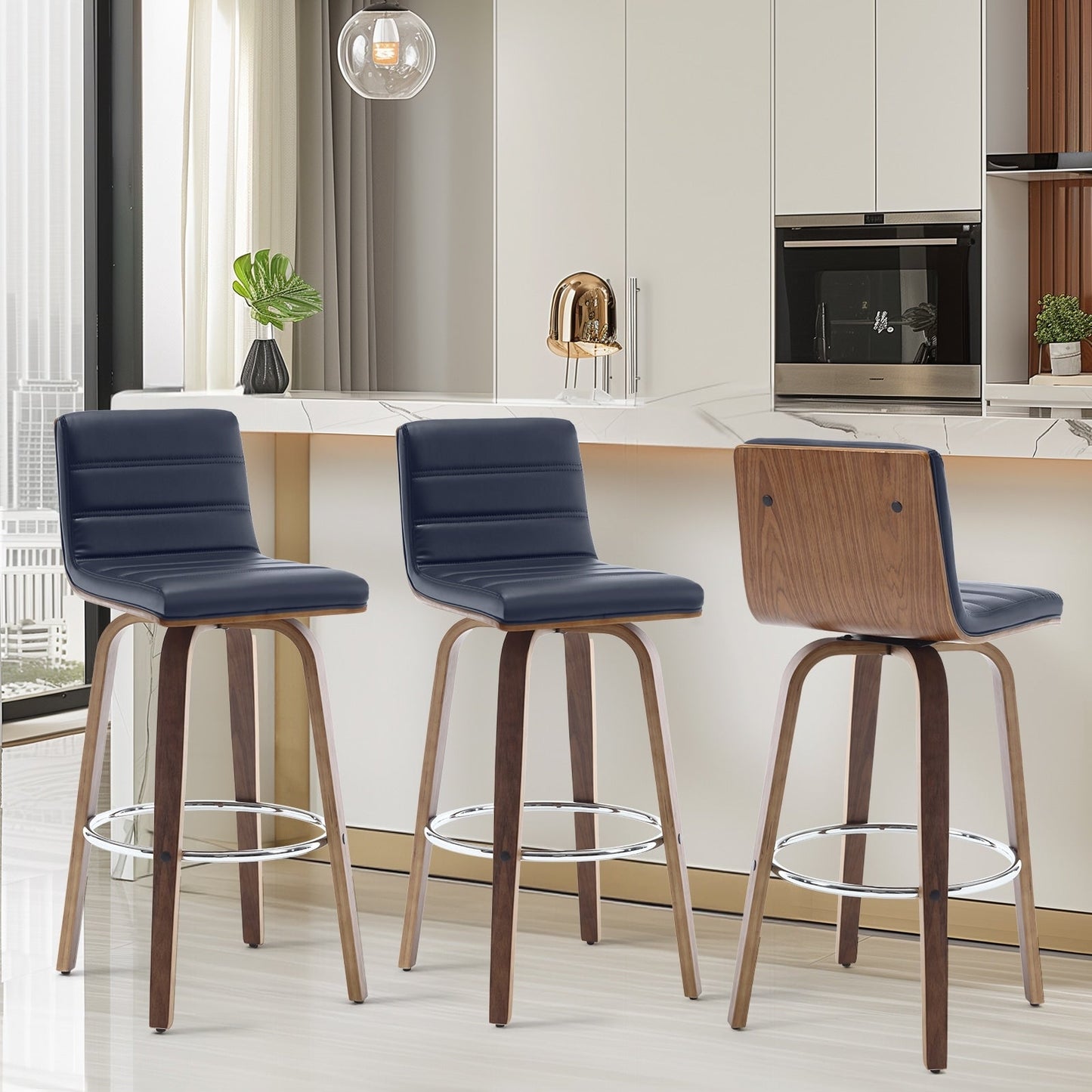 Tabourets de bar/hauts-sièges pivotants en simili cuir 26/29, lot de 2/3