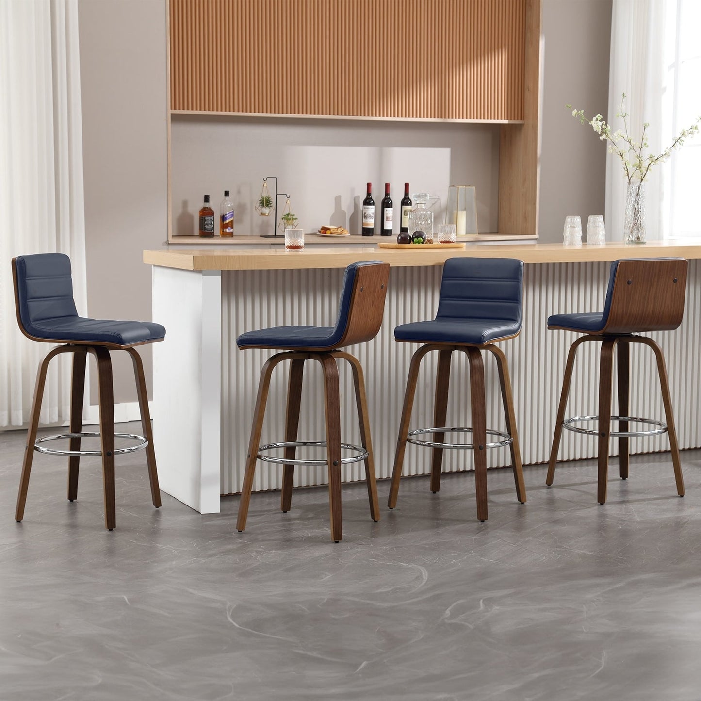Tabourets de bar/hauts-sièges pivotants en simili cuir 26/29, lot de 2/3