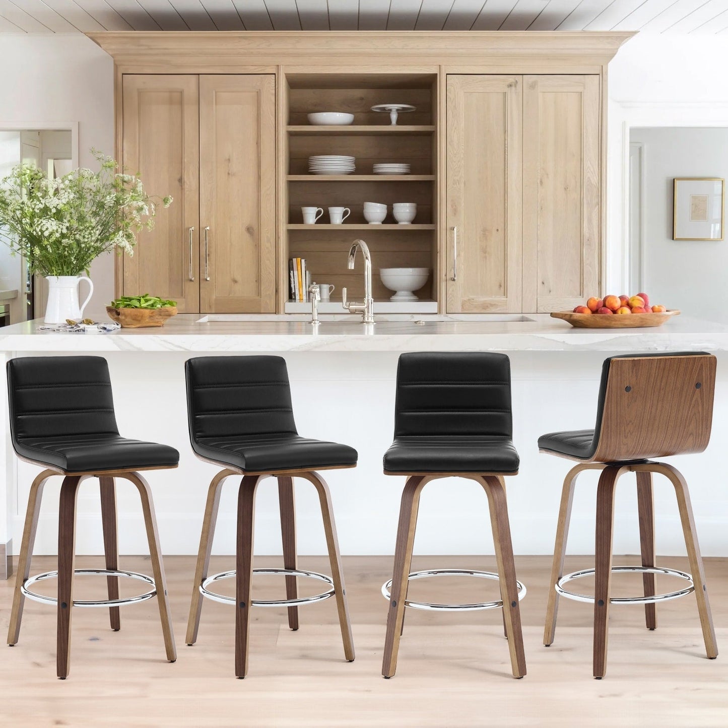 Tabourets de bar/hauts-sièges pivotants en simili cuir 26/29, lot de 2/3