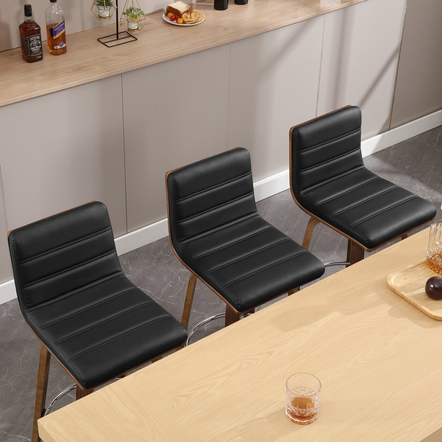 Tabourets de bar/hauts-sièges pivotants en simili cuir 26/29, lot de 2/3