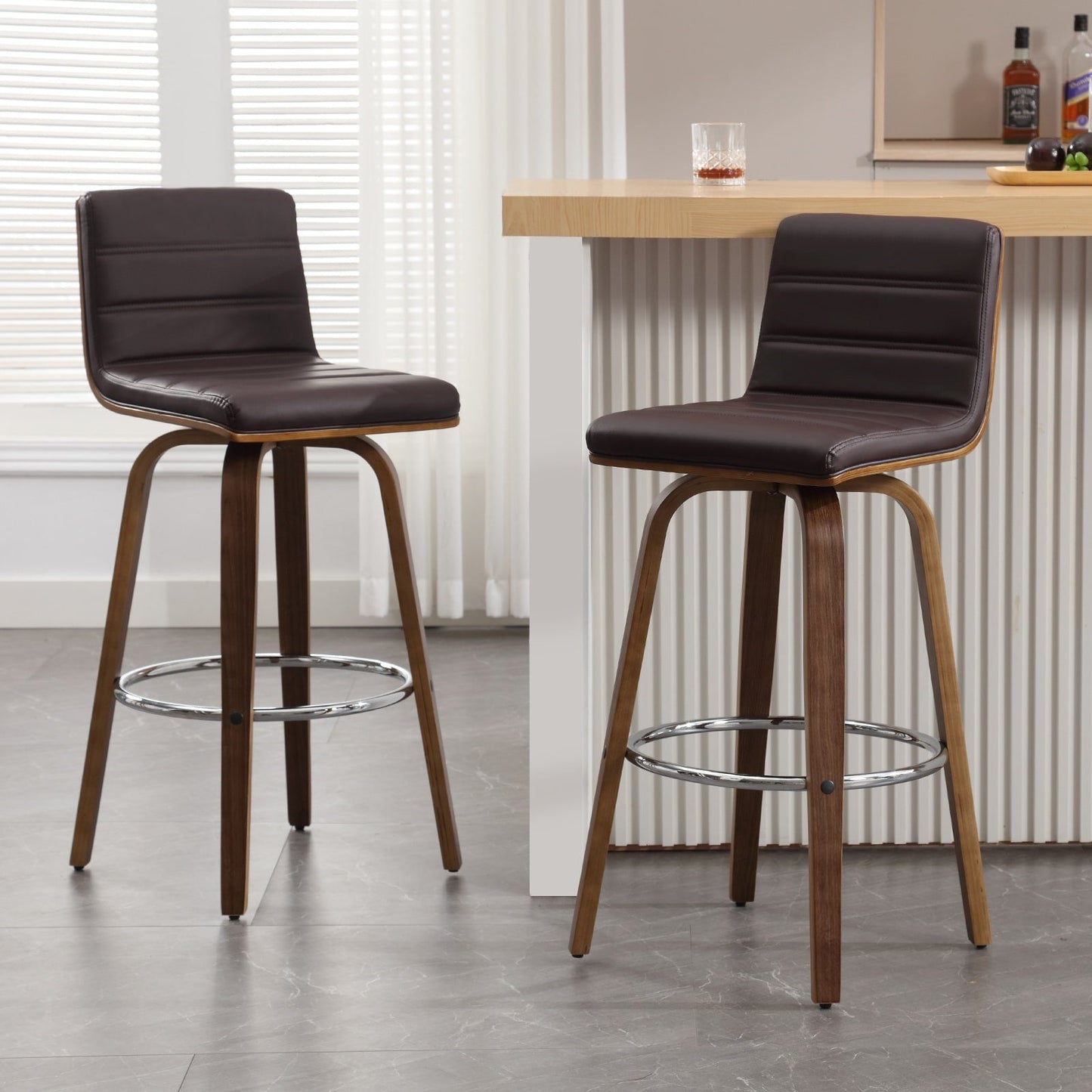 Tabourets de bar/hauts-sièges pivotants en simili cuir 26/29, lot de 2/3