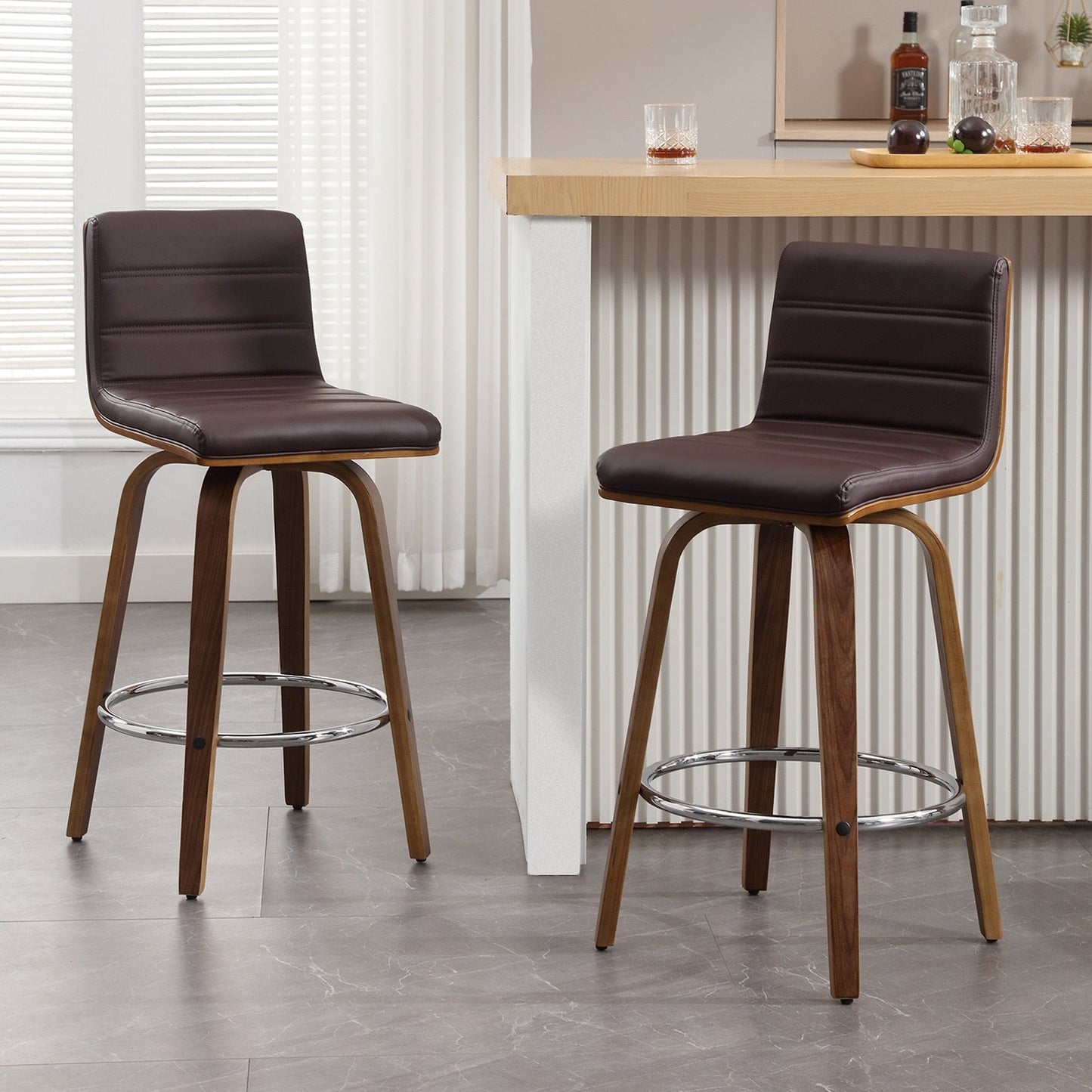 Tabourets de bar/hauts-sièges pivotants en simili cuir 26/29, lot de 2/3
