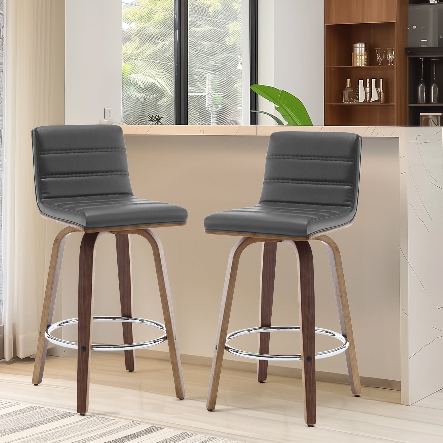 Tabourets de bar/hauts-sièges pivotants en simili cuir 26/29, lot de 2/3