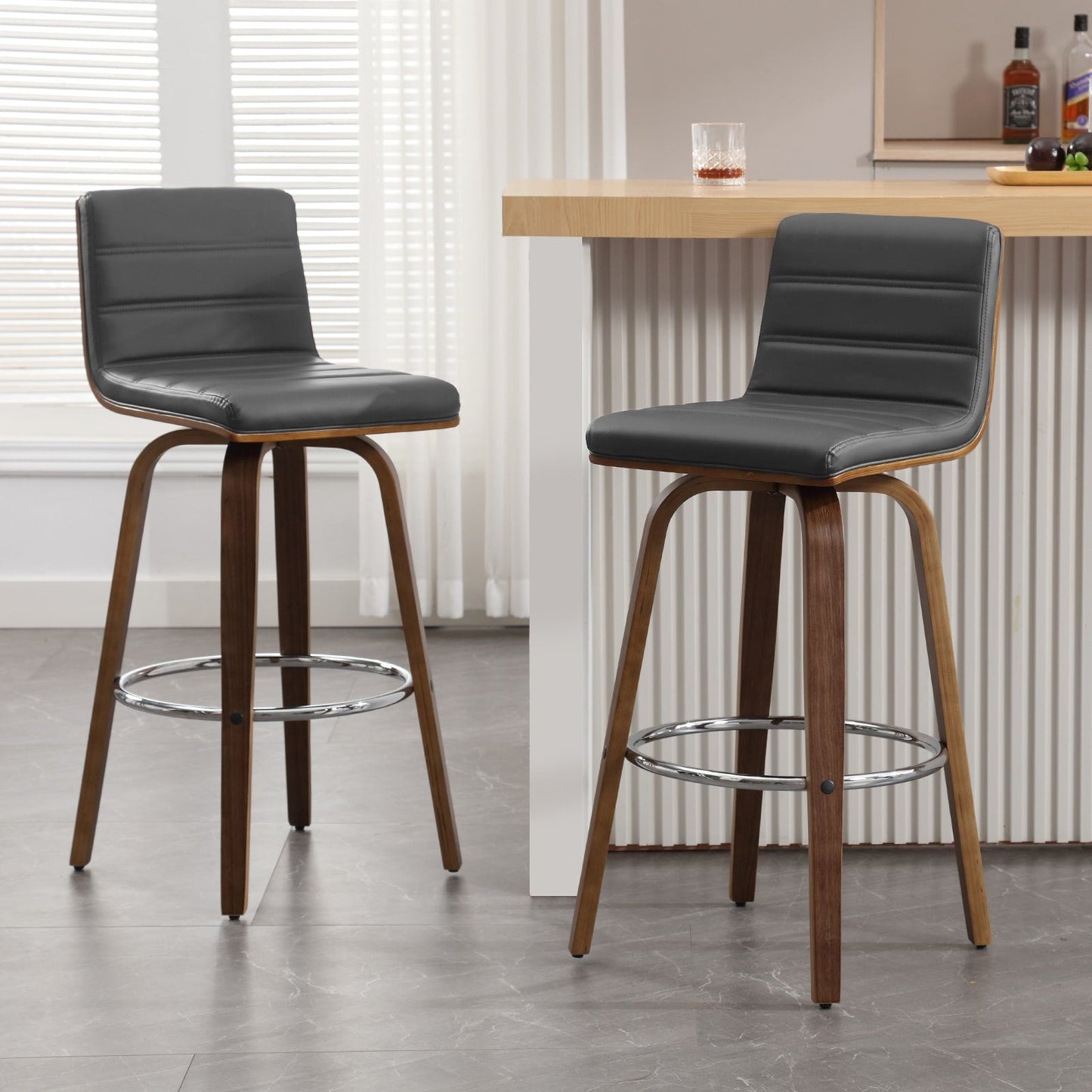 Tabourets de bar/hauts-sièges pivotants en simili cuir 26/29, lot de 2/3