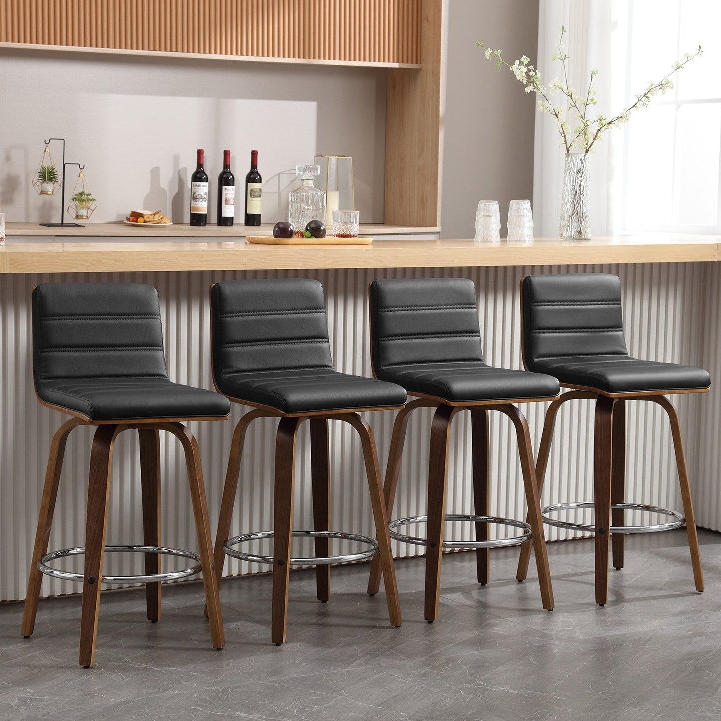 Tabourets de bar/hauts-sièges pivotants en simili cuir 26/29, lot de 2/3