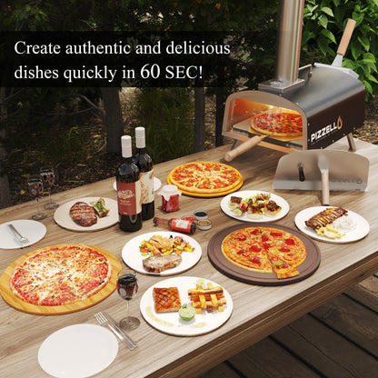 Four à pizza extérieur multi-combustible, cuiseur à pizza sur pierre avec brûleur à gaz et foyer à bois - 12 pouces
