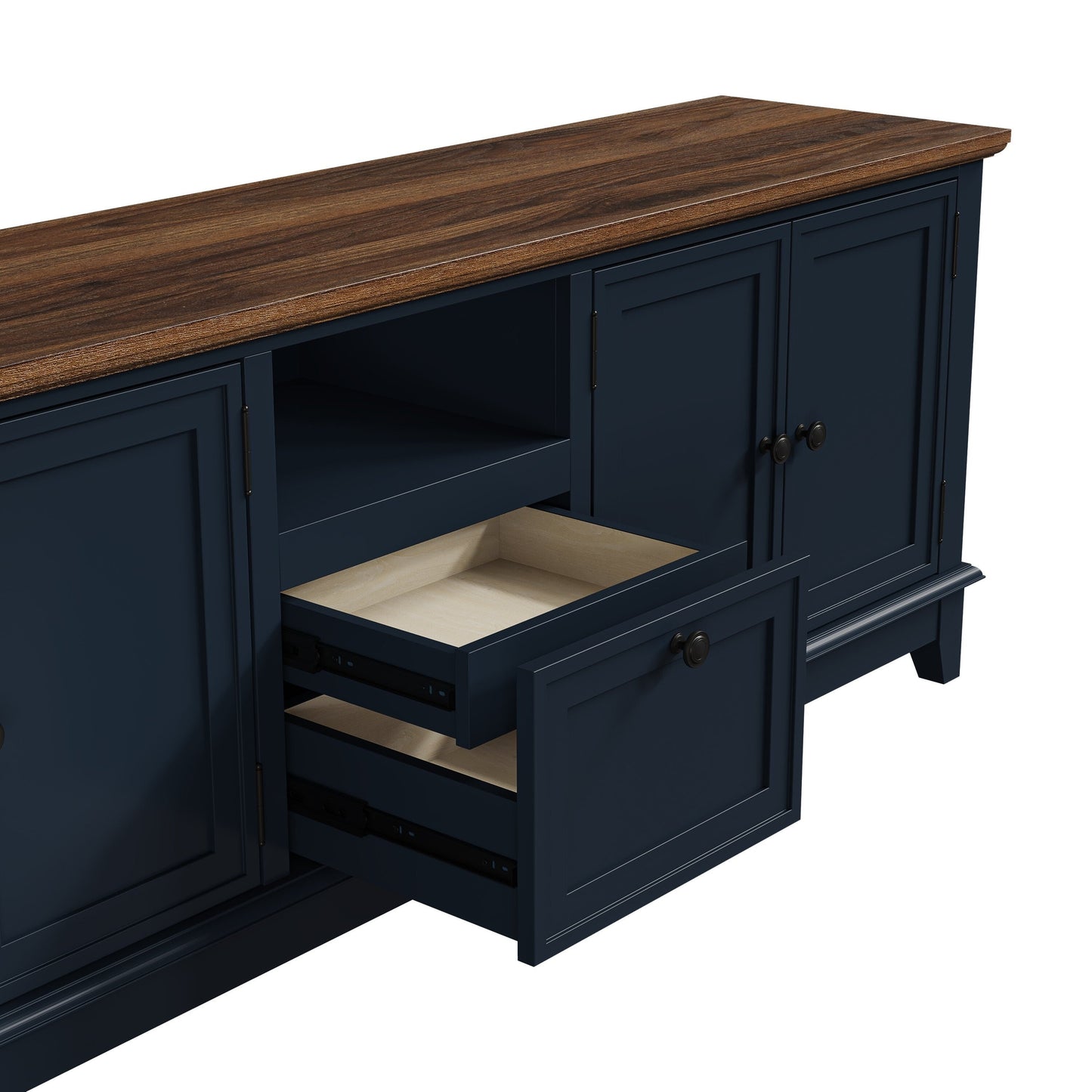 Meuble TV rustique de 183 cm (72 pouces) avec étagères réglables et rangement caché - 183 cm de largeur
