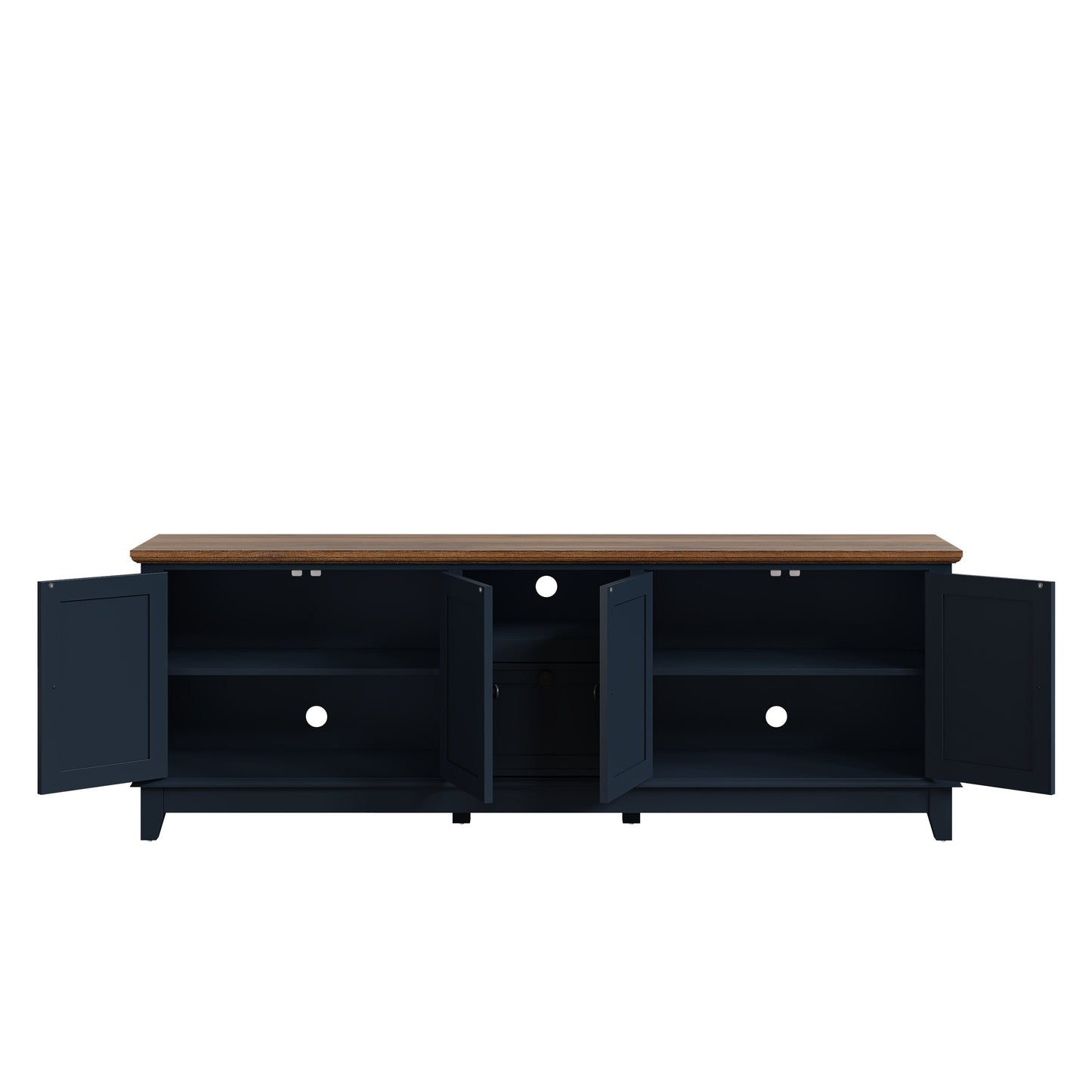 Meuble TV rustique de 183 cm (72 pouces) avec étagères réglables et rangement caché - 183 cm de largeur