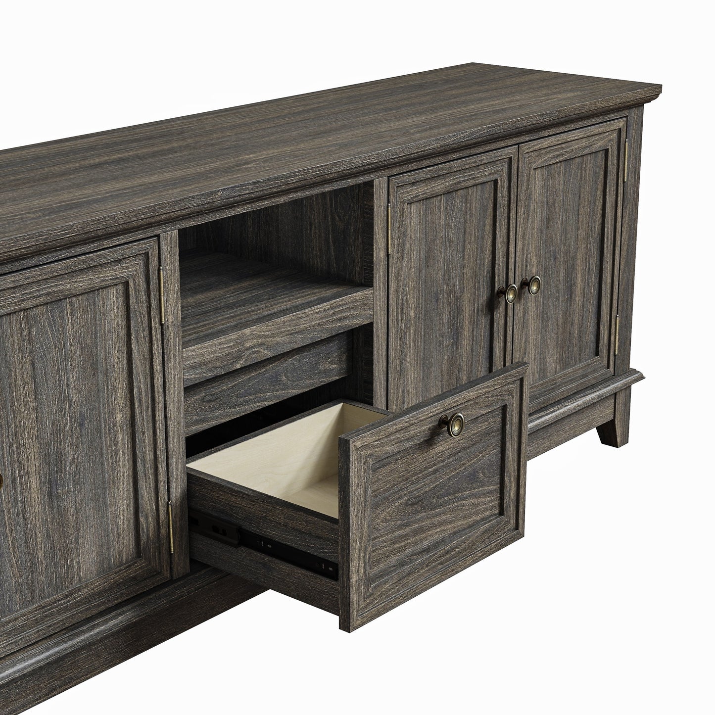 Meuble TV rustique de 183 cm (72 pouces) avec étagères réglables et rangement caché - 183 cm de largeur