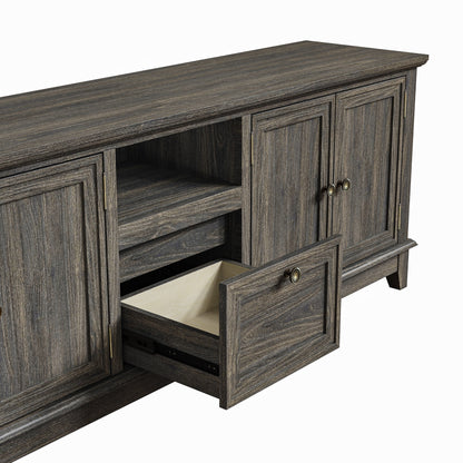 Meuble TV rustique de 183 cm (72 pouces) avec étagères réglables et rangement caché - 183 cm de largeur