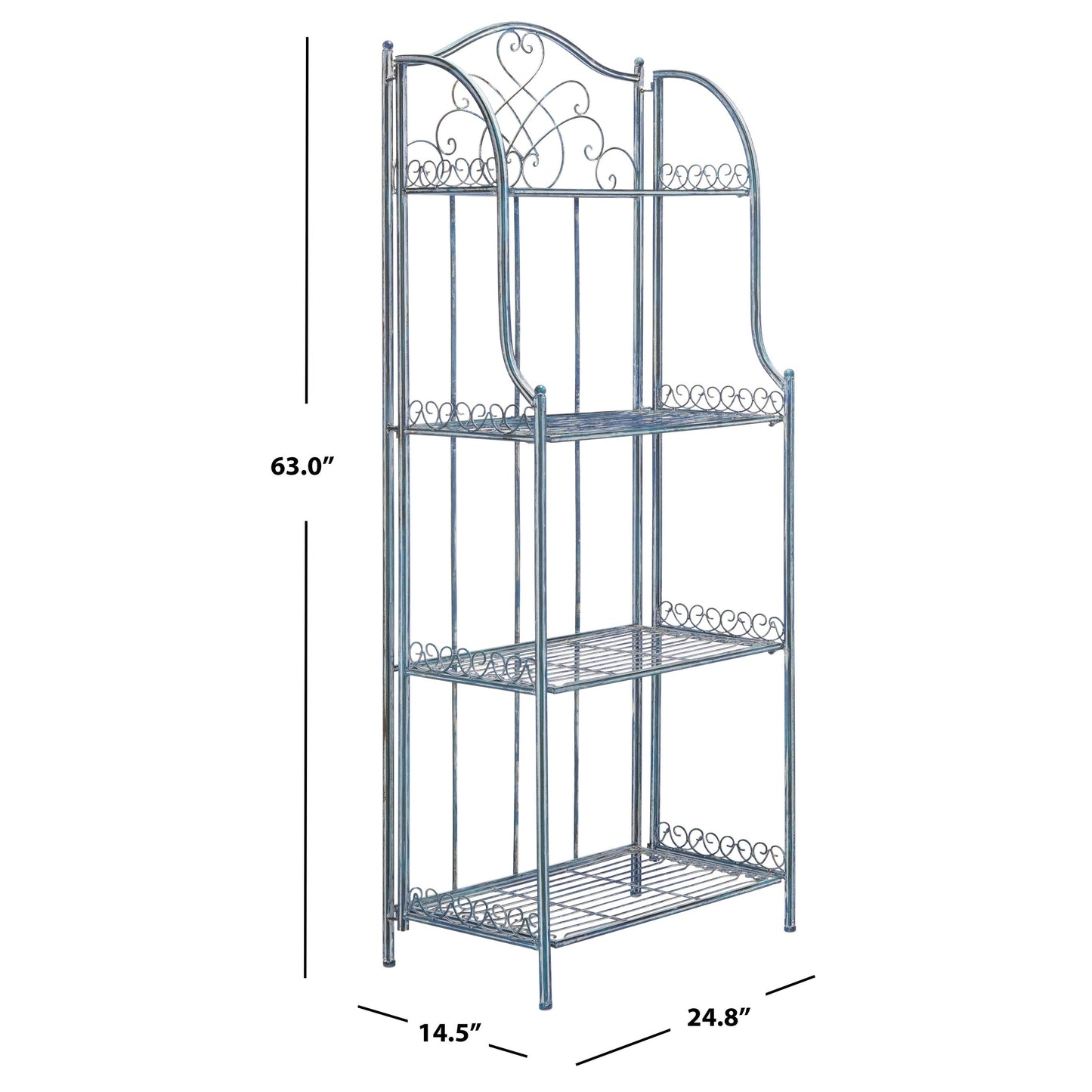 SAFAVIEH Bryn, étagère à gâteaux d'extérieur en fer forgé de style victorien à 4 niveaux - 63,5 cm L x 38,1 cm P x 160 cm H - 63,5L x 38,1P x 160H