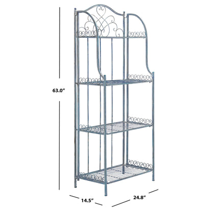 SAFAVIEH Bryn, étagère à gâteaux d'extérieur en fer forgé de style victorien à 4 niveaux - 63,5 cm L x 38,1 cm P x 160 cm H - 63,5L x 38,1P x 160H