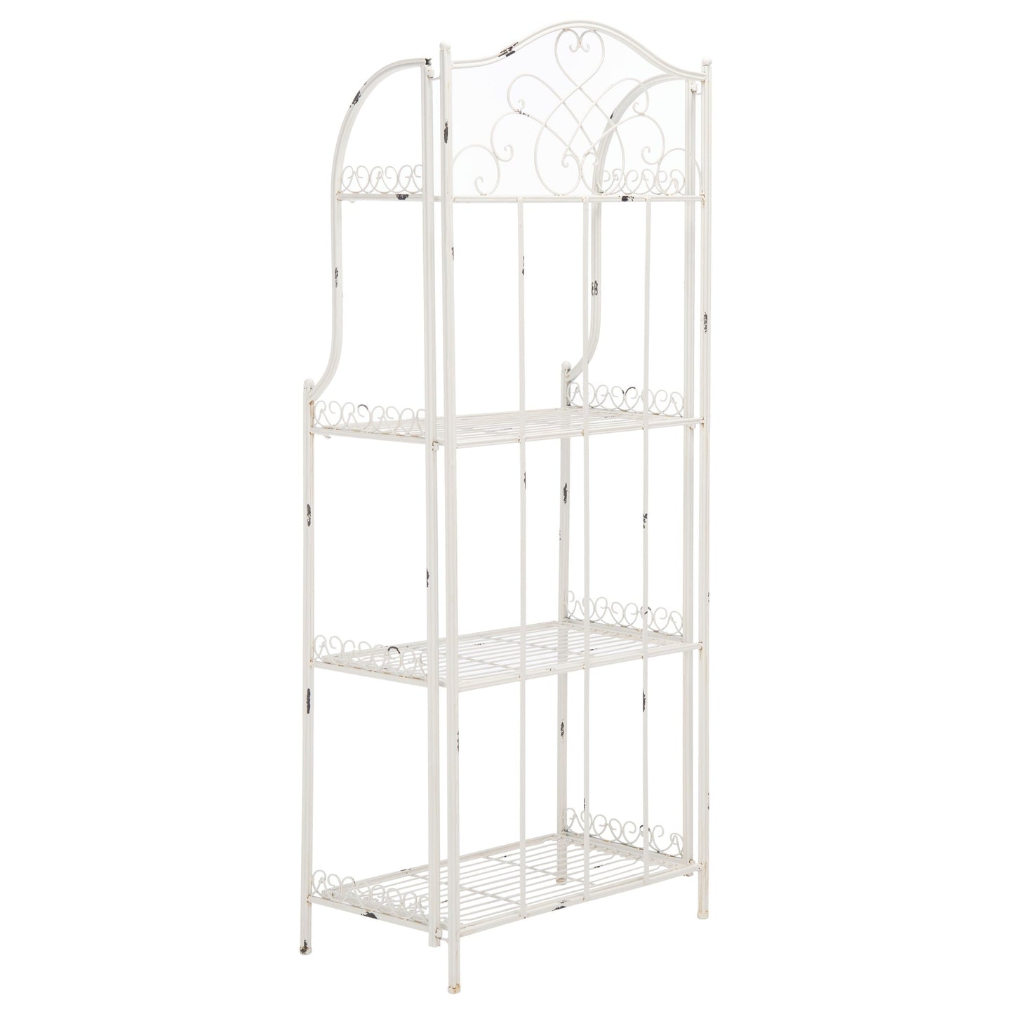 SAFAVIEH Bryn, étagère à gâteaux d'extérieur en fer forgé de style victorien à 4 niveaux - 63,5 cm L x 38,1 cm P x 160 cm H - 63,5L x 38,1P x 160H