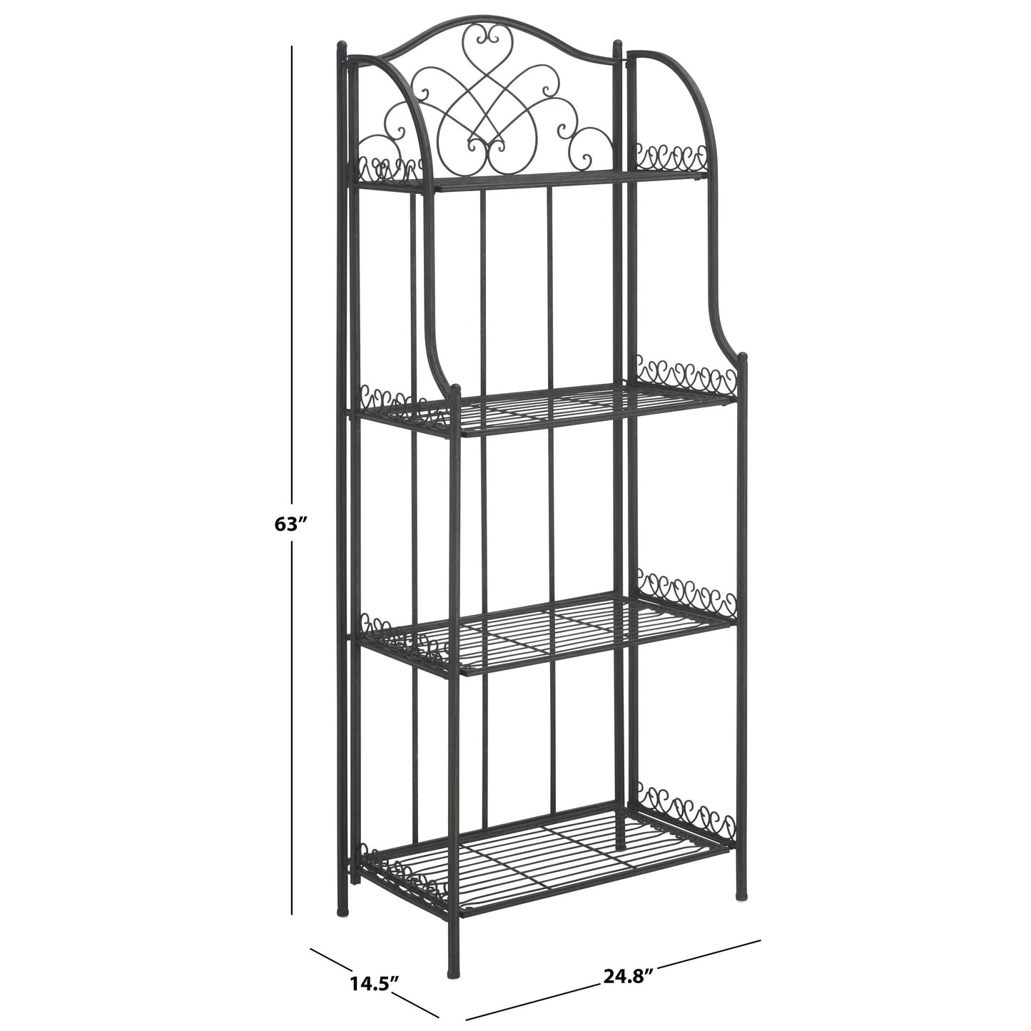 SAFAVIEH Bryn, étagère à gâteaux d'extérieur en fer forgé de style victorien à 4 niveaux - 63,5 cm L x 38,1 cm P x 160 cm H - 63,5L x 38,1P x 160H