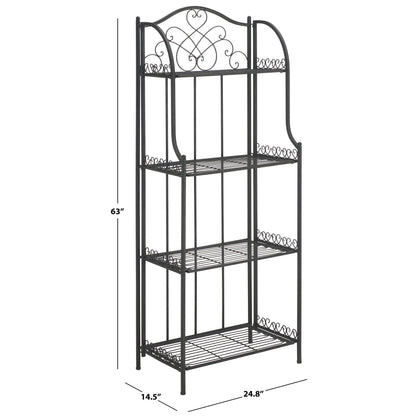 SAFAVIEH Bryn, étagère à gâteaux d'extérieur en fer forgé de style victorien à 4 niveaux - 63,5 cm L x 38,1 cm P x 160 cm H - 63,5L x 38,1P x 160H