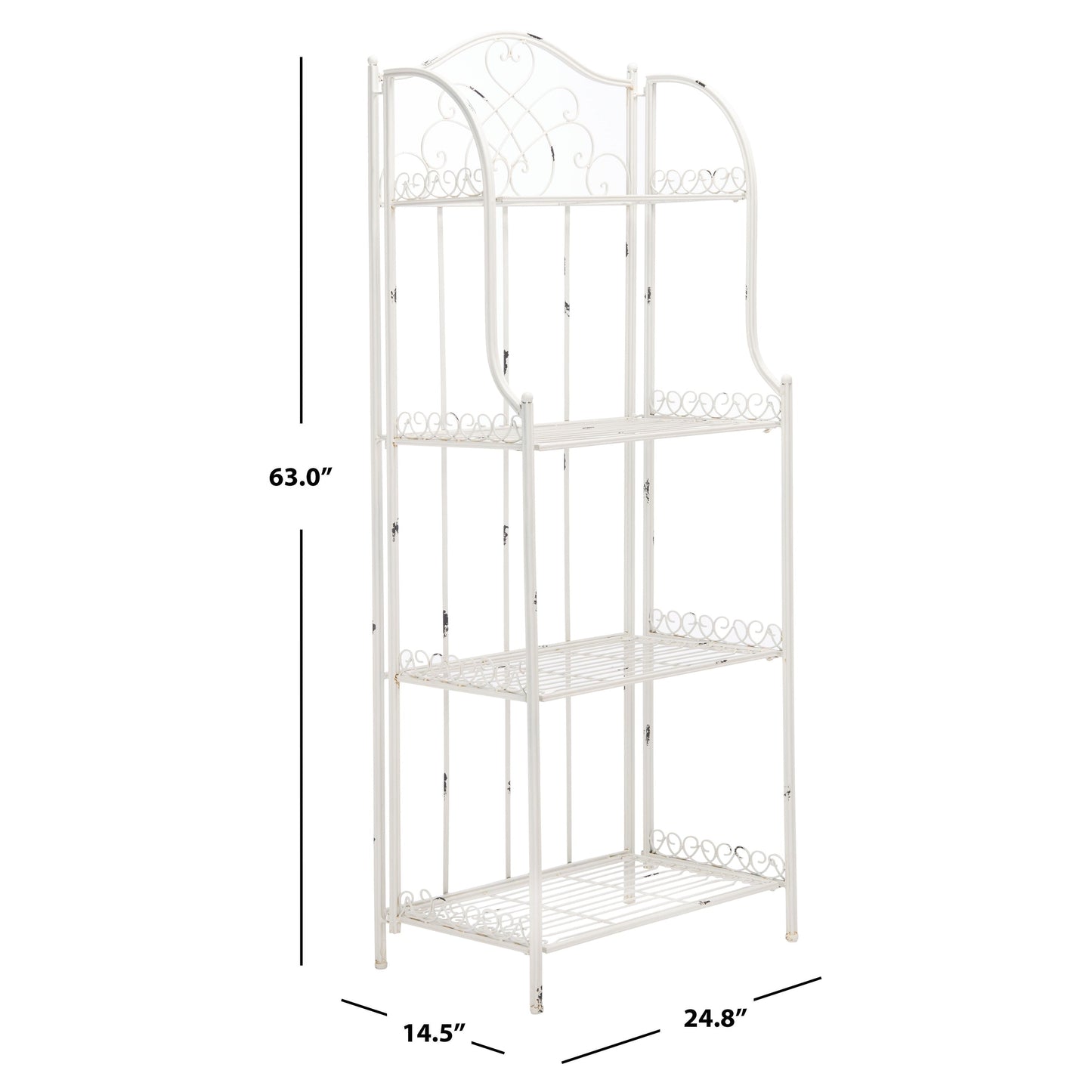 SAFAVIEH Bryn, étagère à gâteaux d'extérieur en fer forgé de style victorien à 4 niveaux - 63,5 cm L x 38,1 cm P x 160 cm H - 63,5L x 38,1P x 160H