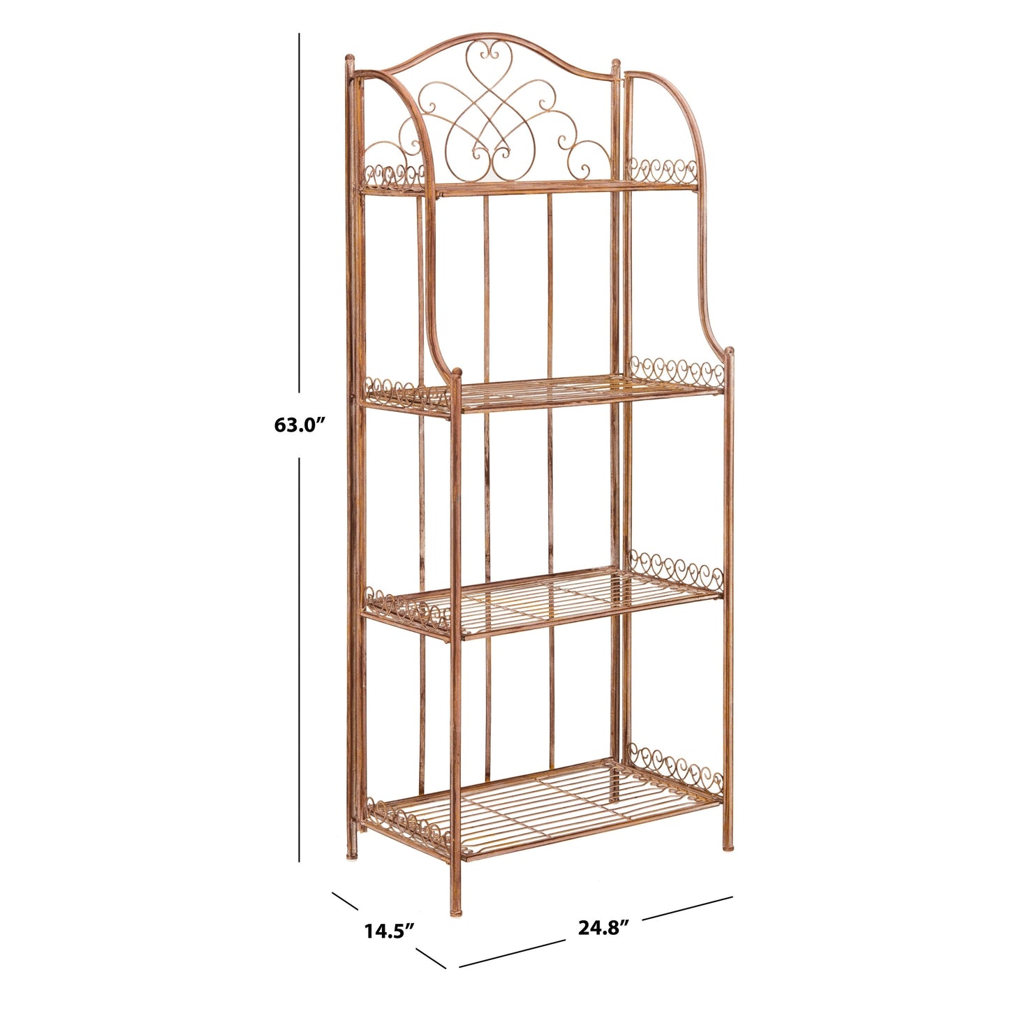 SAFAVIEH Bryn, étagère à gâteaux d'extérieur en fer forgé de style victorien à 4 niveaux - 63,5 cm L x 38,1 cm P x 160 cm H - 63,5L x 38,1P x 160H