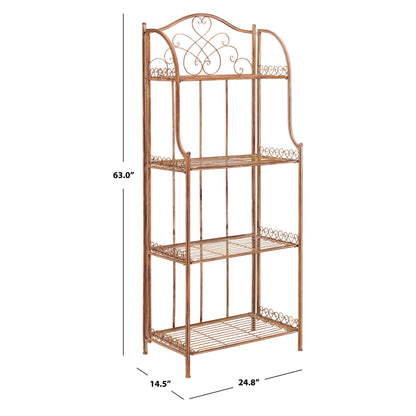 SAFAVIEH Bryn, étagère à gâteaux d'extérieur en fer forgé de style victorien à 4 niveaux - 63,5 cm L x 38,1 cm P x 160 cm H - 63,5L x 38,1P x 160H