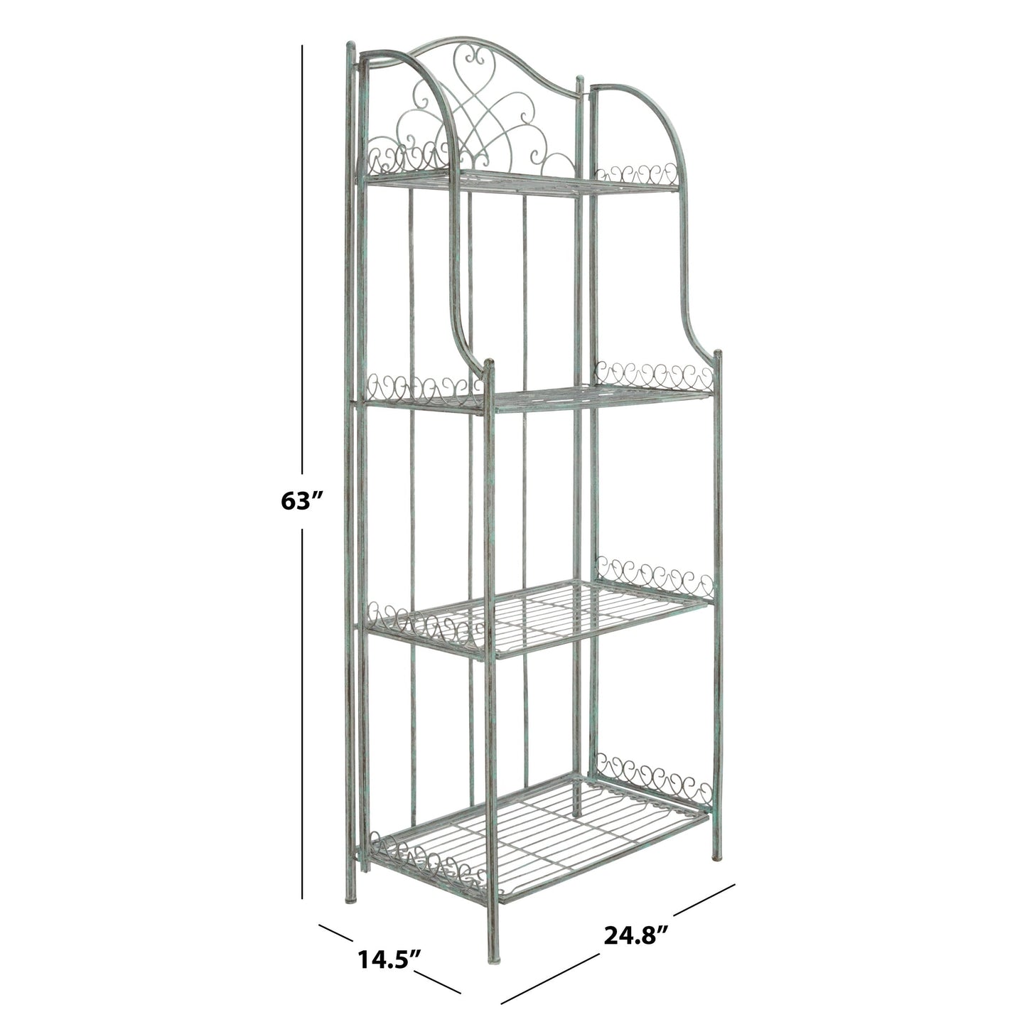SAFAVIEH Bryn, étagère à gâteaux d'extérieur en fer forgé de style victorien à 4 niveaux - 63,5 cm L x 38,1 cm P x 160 cm H - 63,5L x 38,1P x 160H