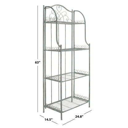 SAFAVIEH Bryn, étagère à gâteaux d'extérieur en fer forgé de style victorien à 4 niveaux - 63,5 cm L x 38,1 cm P x 160 cm H - 63,5L x 38,1P x 160H