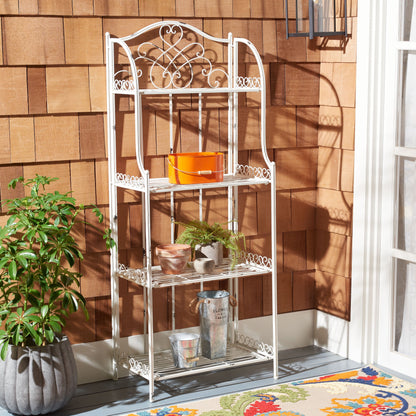 SAFAVIEH Bryn, étagère à gâteaux d'extérieur en fer forgé de style victorien à 4 niveaux - 63,5 cm L x 38,1 cm P x 160 cm H - 63,5L x 38,1P x 160H