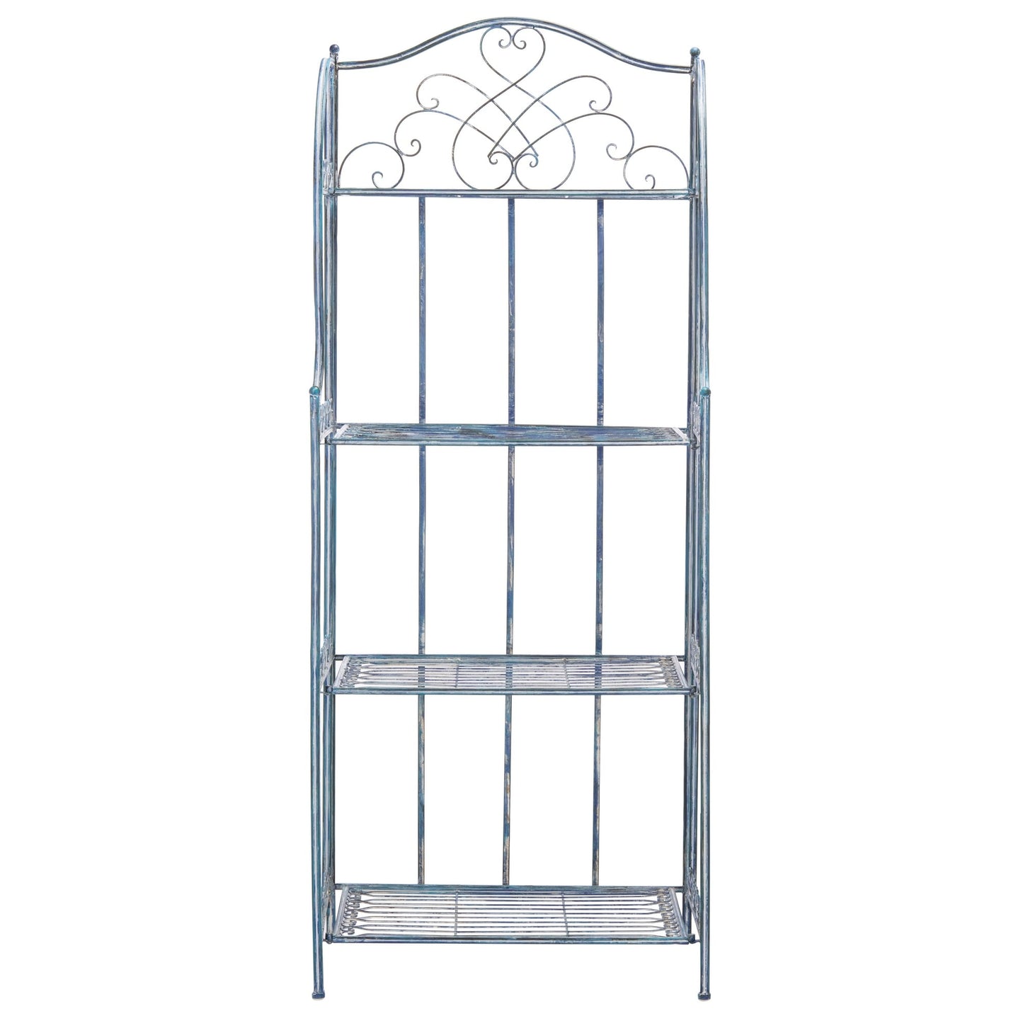SAFAVIEH Bryn, étagère à gâteaux d'extérieur en fer forgé de style victorien à 4 niveaux - 63,5 cm L x 38,1 cm P x 160 cm H - 63,5L x 38,1P x 160H