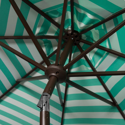 Parasol de jardin à manivelle SAFAVIEH Hadire Inside Out à rayures, 9 pieds