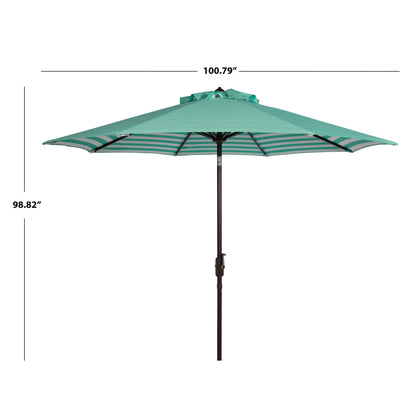Parasol de jardin à manivelle SAFAVIEH Hadire Inside Out à rayures, 9 pieds