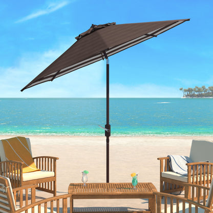 Parasol de jardin à manivelle SAFAVIEH Hadire Inside Out à rayures, 9 pieds