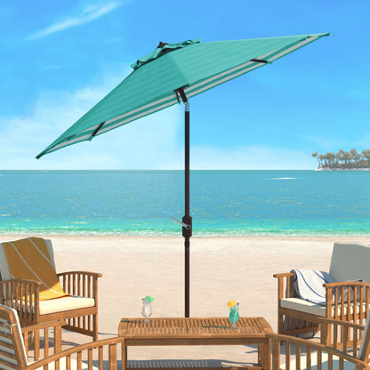 Parasol de jardin à manivelle SAFAVIEH Hadire Inside Out à rayures, 9 pieds