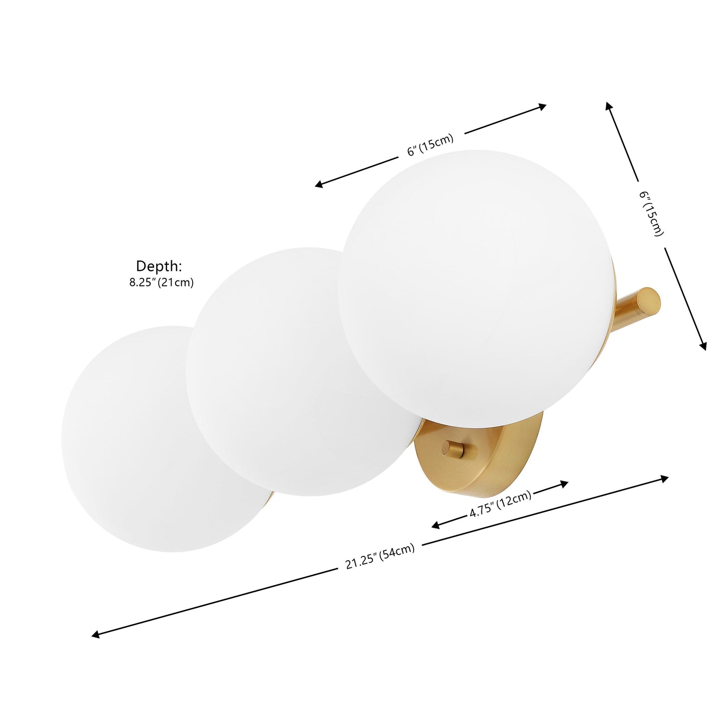 Applique murale Lambrini 21 traditionnelle de SAFAVIEH (3 ampoules) - 6 W x 8 P x 21 H - 21Lx8Px6H
