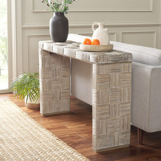 Table console en rotin SAFAVIEH Mindel - 51L x 14P x 32H (mesures en pouces)