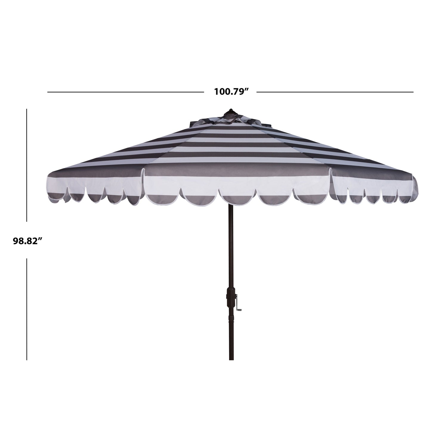 Parasol à manivelle à rayures et volutes SAFAVIEH Nargiz, 2,74 m (9 pieds)