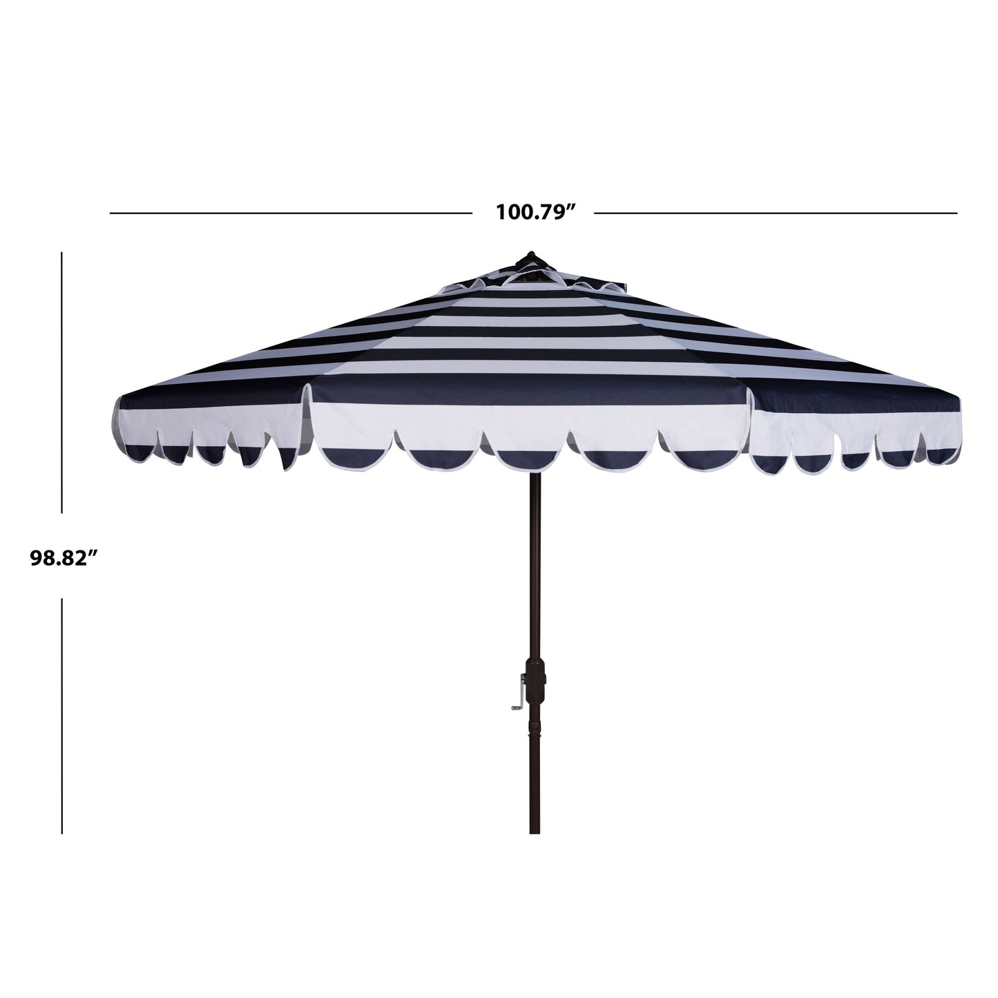 Parasol à manivelle à rayures et volutes SAFAVIEH Nargiz, 2,74 m (9 pieds)