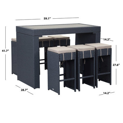 SAFAVIEH Outdoor Euda Bar Set (7-Piece) - 29Wx59Dx42H